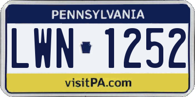 PA license plate LWN1252