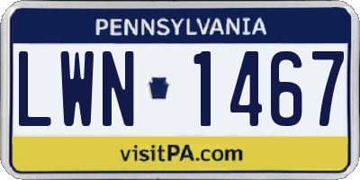PA license plate LWN1467