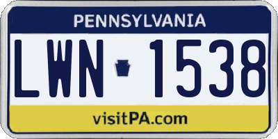 PA license plate LWN1538