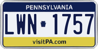 PA license plate LWN1757