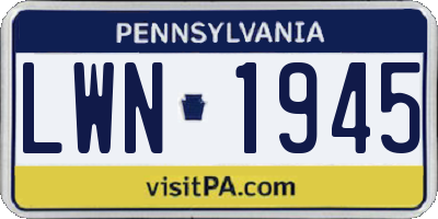 PA license plate LWN1945