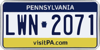 PA license plate LWN2071