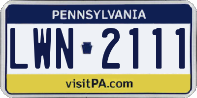 PA license plate LWN2111