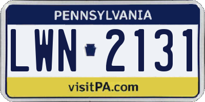 PA license plate LWN2131