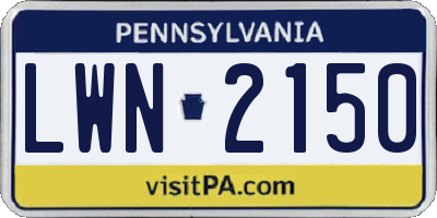 PA license plate LWN2150