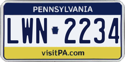PA license plate LWN2234