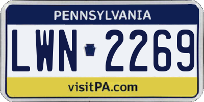 PA license plate LWN2269