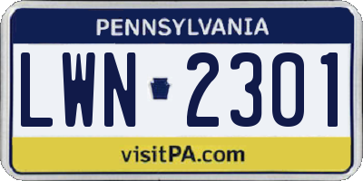 PA license plate LWN2301