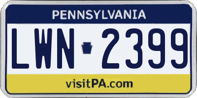PA license plate LWN2399