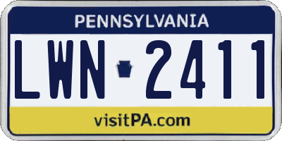 PA license plate LWN2411