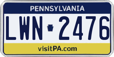 PA license plate LWN2476