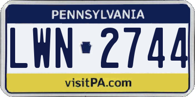 PA license plate LWN2744