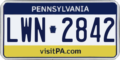 PA license plate LWN2842