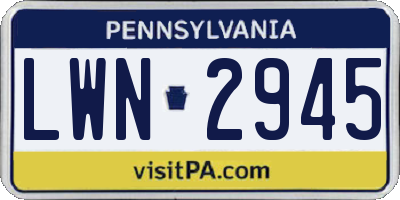 PA license plate LWN2945