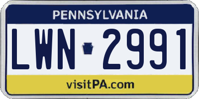 PA license plate LWN2991