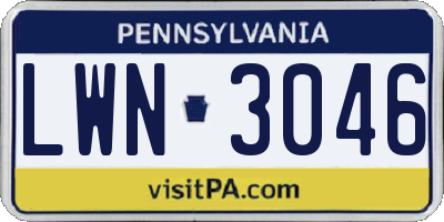 PA license plate LWN3046