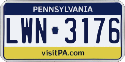 PA license plate LWN3176