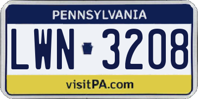 PA license plate LWN3208