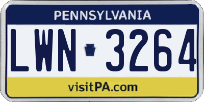 PA license plate LWN3264