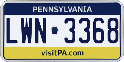PA license plate LWN3368