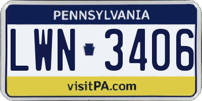 PA license plate LWN3406