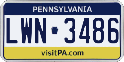 PA license plate LWN3486