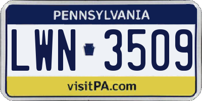 PA license plate LWN3509