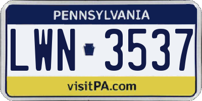 PA license plate LWN3537