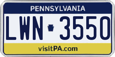 PA license plate LWN3550
