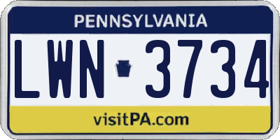 PA license plate LWN3734