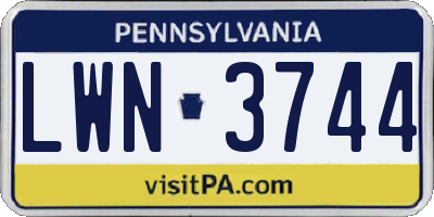 PA license plate LWN3744