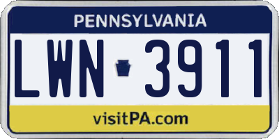 PA license plate LWN3911