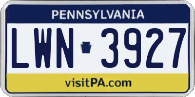 PA license plate LWN3927