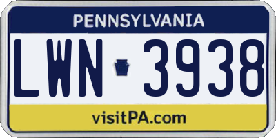 PA license plate LWN3938