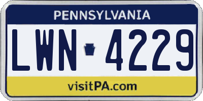 PA license plate LWN4229
