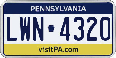 PA license plate LWN4320