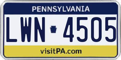 PA license plate LWN4505