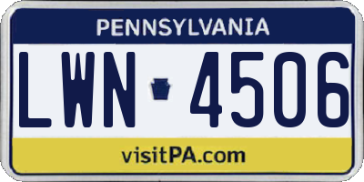 PA license plate LWN4506