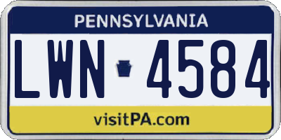 PA license plate LWN4584