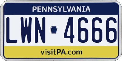 PA license plate LWN4666