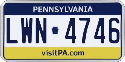 PA license plate LWN4746