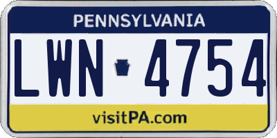 PA license plate LWN4754