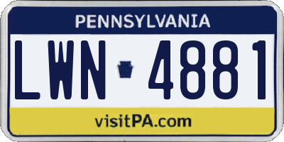 PA license plate LWN4881