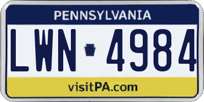 PA license plate LWN4984