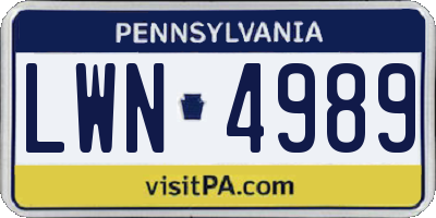 PA license plate LWN4989