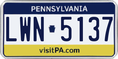 PA license plate LWN5137