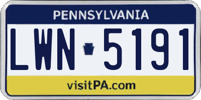 PA license plate LWN5191