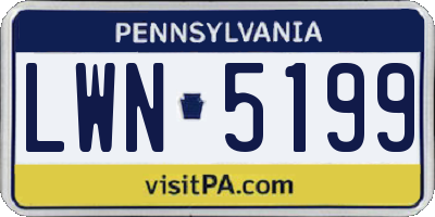 PA license plate LWN5199