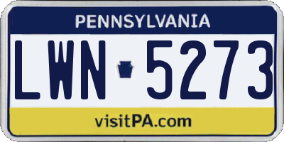 PA license plate LWN5273