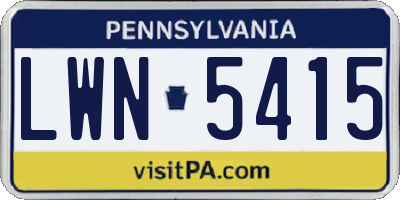 PA license plate LWN5415